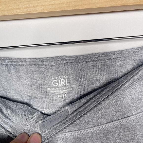 Athleta Girls XLarge 14 Gray Major League Mesh Tight Leggings Workout Pieced - Picture 9 of 11